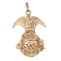 Pregnant Ball Locket Pendant, Brass, Angel, KC gold color plated, hollow, lead & cadmium free, 31x46x20mm, Hole:Approx 4x7mm, Sold By PC