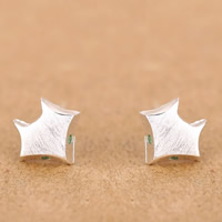 925 Sterling Silver Stud Earring with rubber earnut Fox brushed & with rhinestone Sold By Lot