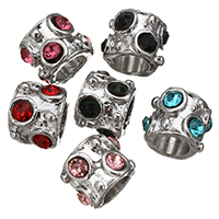 Zinc Alloy European Beads Column platinum color plated without troll & with rhinestone nickel lead & cadmium free Approx 5.5mm Sold By Lot
