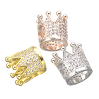 Cubic Zirconia Micro Pave Brass European Beads Crown plated micro pave cubic zirconia & without troll nickel lead & cadmium free Approx 5mm Sold By Lot