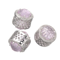 Brass European Beads, platinum plated, without troll & with cubic zirconia, nickel, lead & cadmium free, 12x13mm, Hole:Approx 4.3mm, 5PCs/Lot, Sold By Lot