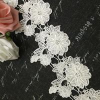 Lace Trim & Ribbon Polyester Flower white 90mm Sold By Lot