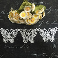 Lace Trim & Ribbon Polyester Butterfly white 50mm Sold By Lot