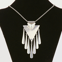 Мода Fringe ожерелье, цинковый сплав, с железный цепи & Кристаллы, с 5cm наполнитель цепи, Треугольник, плакированный цветом под старое серебро, цепь для фонаря & граненый, не содержит свинец и кадмий, 415x50mm, Продан через Приблизительно 16.5 дюймовый Strand