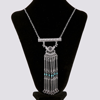 Fashion Fringe Necklace, Tibetan Style, with iron chain & Crystal & Glass Seed Beads, with 5cm extender chain, antique silver color plated, oval chain & faceted & with rhinestone, lead & cadmium free, 395x50mm, Sold Per Approx 16.5 Inch Strand