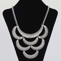 Мода Fringe ожерелье, цинковый сплав, с железный цепи, с 5cm наполнитель цепи, плакированный цветом под старое серебро, твист овал & со стразами, не содержит свинец и кадмий, 325x50mm, Продан через Приблизительно 16.5 дюймовый Strand
