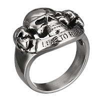 Inox ljudi prst prsten, 316 nehrđajućeg čelika, Lobanja, različite veličine za izbor & pocrniti, 22x6mm, 5računala/Lot, Prodano By Lot