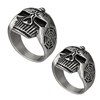 Stainless Steel Finger Ring for Men, 316 Stainless Steel, Skull, different size for choice & blacken, 26x7mm, 5PCs/Lot, Sold By Lot