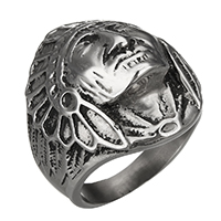 Кольцо пальца мужчины из нержавеющей стали, Нержавеющая сталь 316, Персонаж, разный размер для выбора & чернеют, 28.50x9.50mm, 5ПК/Лот, продается Лот