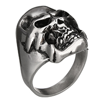 Hombres de acero inoxidable anillo del dedo, acero inoxidable 316, Calavera, diverso tamaño para la opción & ennegrezca, 32.50x9mm, 5PCs/Grupo, Vendido por Grupo
