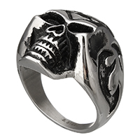 Rustfrit stål Mænd Finger Ring, 316 Stainless Steel, Skull, forskellig størrelse for valg & sværte, 28x7mm, 5pc'er/Lot, Solgt af Lot