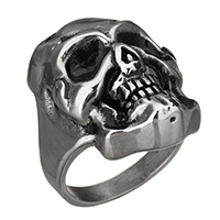Rustfrit stål Mænd Finger Ring, 316 Stainless Steel, Skull, forskellig størrelse for valg & sværte, 31.50x8mm, 5pc'er/Lot, Solgt af Lot