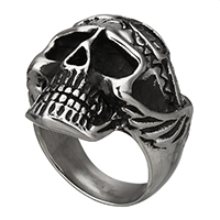 Stainless Steel Finger Ring for Men, 316 Stainless Steel, Skull, different size for choice & blacken, 30x8mm, 5PCs/Lot, Sold By Lot