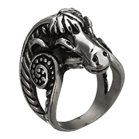 Stainless Steel Finger Ring for Men 316 Stainless Steel Sheep & blacken Sold By Lot