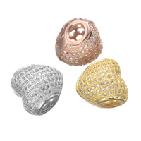 Cubic Zirconia Micro Pave Brass European Beads Heart plated micro pave cubic zirconia & without troll nickel lead & cadmium free Approx 4mm Sold By Lot
