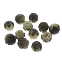 Grânulos budista, Bodhi, Lotus, esculpidas, cor original, 12-14mm, Buraco:Aprox 1.5mm, 100PCs/Bag, vendido por Bag