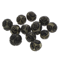 Buddhistische Perlen, Bodhi, rund, geschnitzt, originale Farbe, 12-16mm, Bohrung:ca. 2mm, 100PCs/Tasche, verkauft von Tasche
