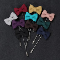 Grosgrain Ribbon Brooch, with Iron, Bowknot, platinum color plated, more colors for choice, 33x80mm, 10PCs/Lot, Sold By Lot