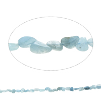 Gemstone Chips, Aquamarine, Nuggets, natural, March Birthstone, 5x8x4mm-9x15x6mm, Hole:Approx 1mm, Approx 44PCs/Strand, Sold Per Approx 15.5 Inch Strand