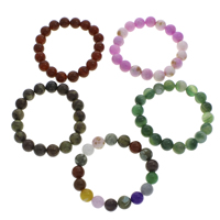 Gemstone Bracelets, Round, different materials for choice, 10mm, Length:Approx 7 Inch, 10Strands/Bag, Sold By Bag