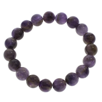 Amethyst Bracelet, Round, February Birthstone, 10mm, Length:Approx 7 Inch, 10Strands/Bag, Sold By Bag