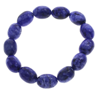 tingido de mármore pulseira, Oval, azul, 12x16mm, comprimento Aprox 7 inchaltura, 10vertentespraia/Bag, vendido por Bag