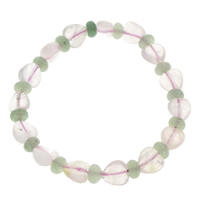 Bracelets de pierres précieuses, quartz rose, avec aventurine vert, 8x9x5mm-9x9x5mm, Vendu par Environ 7 pouce brin