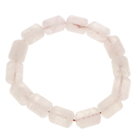 quartz rose bracelet, pilier, 9x12mm, Longueur:Environ 7 pouce, 10Strandstoron/sac, Vendu par sac