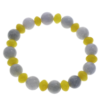 Bracelets de pierres précieuses, agate grise, avec Dyed Jade, 10mm, Longueur:Environ 7 pouce, 10Strandstoron/sac, Vendu par sac