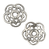 Tibetan Style Bead Cap, Flower, antique silver color plated, nickel, lead & cadmium free, 10x10x3mm, Hole:Approx 2mm, 500PCs/Lot, Sold By Lot