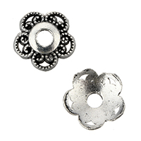 Tibetan Style Bead Cap, Flower, antique silver color plated, nickel, lead & cadmium free, 10.50x10.50x4mm, Hole:Approx 2.5mm, 500PCs/Lot, Sold By Lot