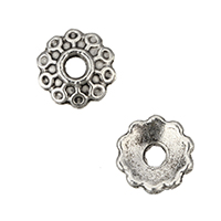 Tibetan Style Bead Cap, Flower, antique silver color plated, nickel, lead & cadmium free, 6x6x1.50mm, Hole:Approx 1mm, 1000PCs/Lot, Sold By Lot