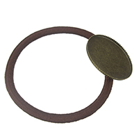 Brass Hair Elastic Findings, with Nylon, antique bronze color plated, nickel, lead & cadmium free, 26x6mm, 4mm, Inner Diameter:Approx 25.5mm, 200PCs/Lot, Sold By Lot