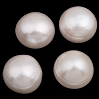 Cultured Half Drilled Freshwater Pearl Beads, Round, natural, half-drilled, pink, Grade AA, 14-16mm, Hole:Approx 0.8mm, 10Pairs/Bag, Sold By Bag