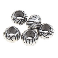 Copper Coated Plastic Beads, Drum, antique silver color plated, 7x5mm, Hole:Approx 3mm, 1700PCs/Bag, Sold By Bag