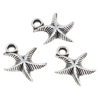 Copper Coated Plastic Pendant, Starfish, antique silver color plated, 14x17x5mm, Hole:Approx 2mm, 1000PCs/Bag, Sold By Bag
