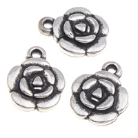 Copper Coated Plastic Pendant, Flower, antique silver color plated, 13x16x5mm, Hole:Approx 1mm, 1000PCs/Bag, Sold By Bag