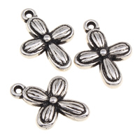 Copper Coated Plastic Pendant Flower antique silver color plated Approx 1mm Sold By Bag