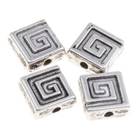 Copper Coated Plastic Beads, Square, antique silver color plated, 9x4mm, Hole:Approx 1mm, 1000PCs/Bag, Sold By Bag