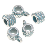 Verkupferter Kunststoff Stiftöse Perlen, Trommel, Bläu, 6x11x8mm, Bohrung:ca. 1mm, 3mm, 1000PCs/Tasche, verkauft von Tasche