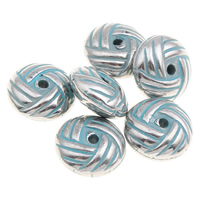 Verkupfertes Kunststoff-Perlen, Verkupferter Kunststoff, flache Runde, Bläu, 10x5mm, Bohrung:ca. 1mm, 1000PCs/Tasche, verkauft von Tasche