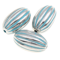 Verkupfertes Kunststoff-Perlen, Verkupferter Kunststoff, oval, Bläu, 8x13mm, Bohrung:ca. 1mm, 1000PCs/Tasche, verkauft von Tasche