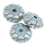 Verkupfertes Kunststoff-Perlen, Verkupferter Kunststoff, Blume, Bläu, 10x4mm, Bohrung:ca. 1mm, 1000PCs/Tasche, verkauft von Tasche