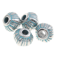 Verkupfertes Kunststoff-Perlen, Verkupferter Kunststoff, Trommel, Bläu, 8x7mm, Bohrung:ca. 1mm, 1000PCs/Tasche, verkauft von Tasche