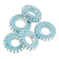 Verkupfertes Kunststoff-Perlen, Verkupferter Kunststoff, Rad, Bläu, 8x3mm, Bohrung:ca. 2mm, 1000PCs/Tasche, verkauft von Tasche