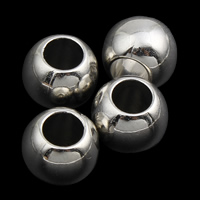 Copper Coated Plastic European Bead, Drum, platinum color plated, without troll, 10x8mm, Hole:Approx 4mm, 1000PCs/Bag, Sold By Bag