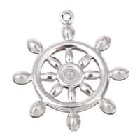 Stainless Steel Pendants Ship Wheel nautical pattern original color Approx 1mm Sold By Bag