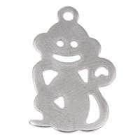 Stainless Steel Animal Pendants, Monkey, original color, 12x19x0.50mm, Hole:Approx 0.5mm, 200PCs/Bag, Sold By Bag