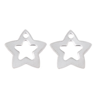 Stainless Steel Pendants, Star, original color, 15x1mm, Hole:Approx 1mm, 500PCs/Bag, Sold By Bag
