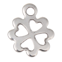 Stainless Steel Flower Pendant, Four Leaf Clover, original color, 11x13x1mm, Hole:Approx 1mm, 500PCs/Bag, Sold By Bag